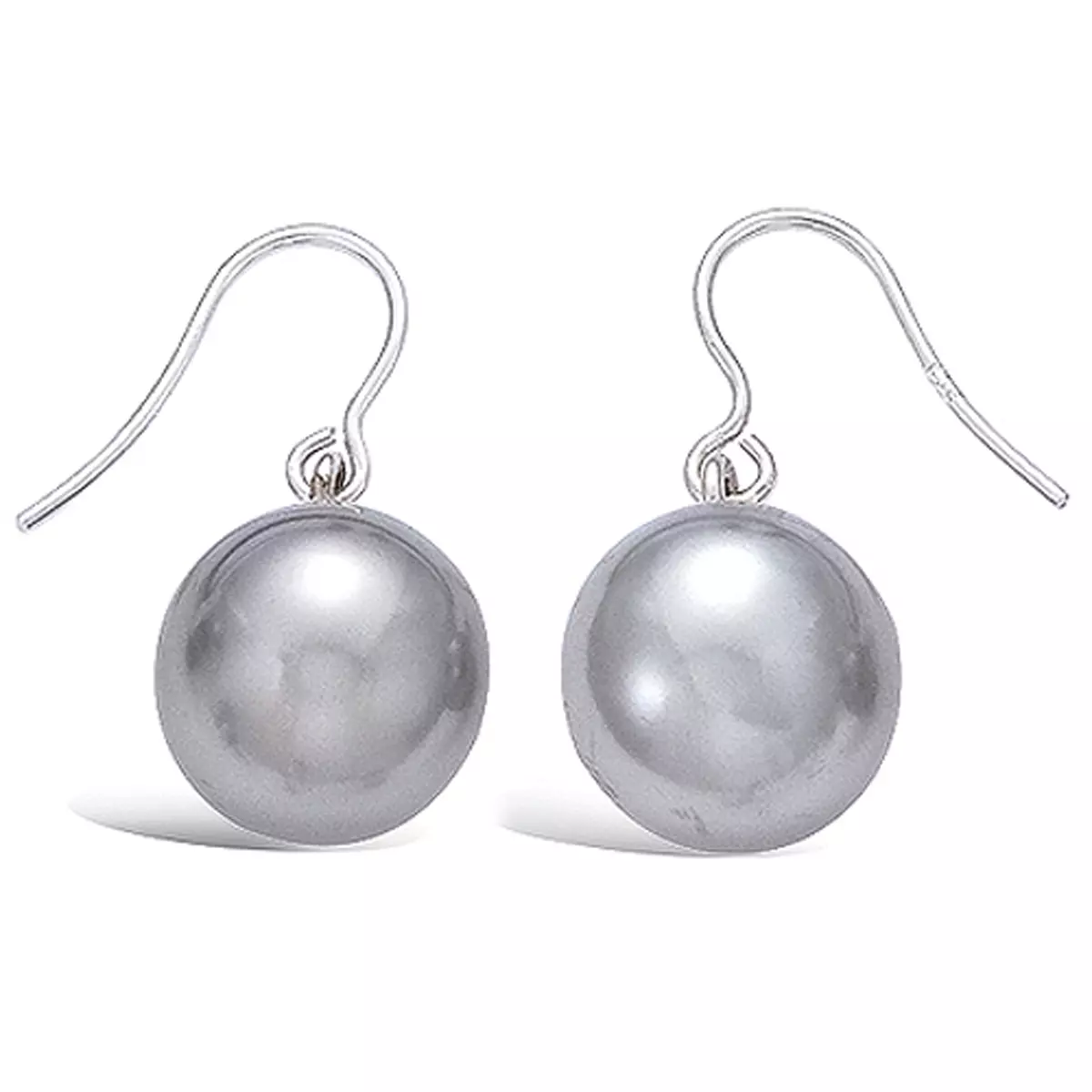 les trésors de lily BO Argent 'Perla' gris argenté (rhodié) 10 mm [G5568]
