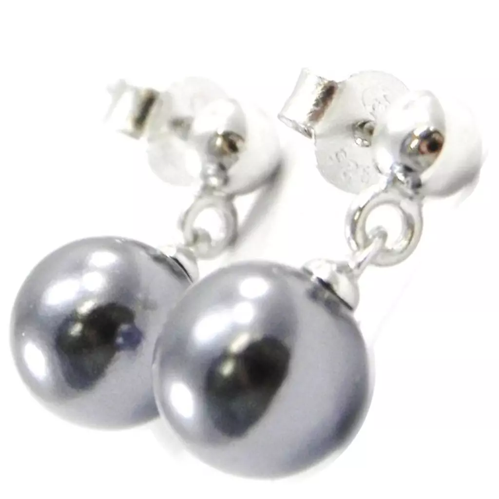 Les Trésors De Lily BO Argent 'Perla' Gris Argenté (rhodié) 8 Mm [I3904]