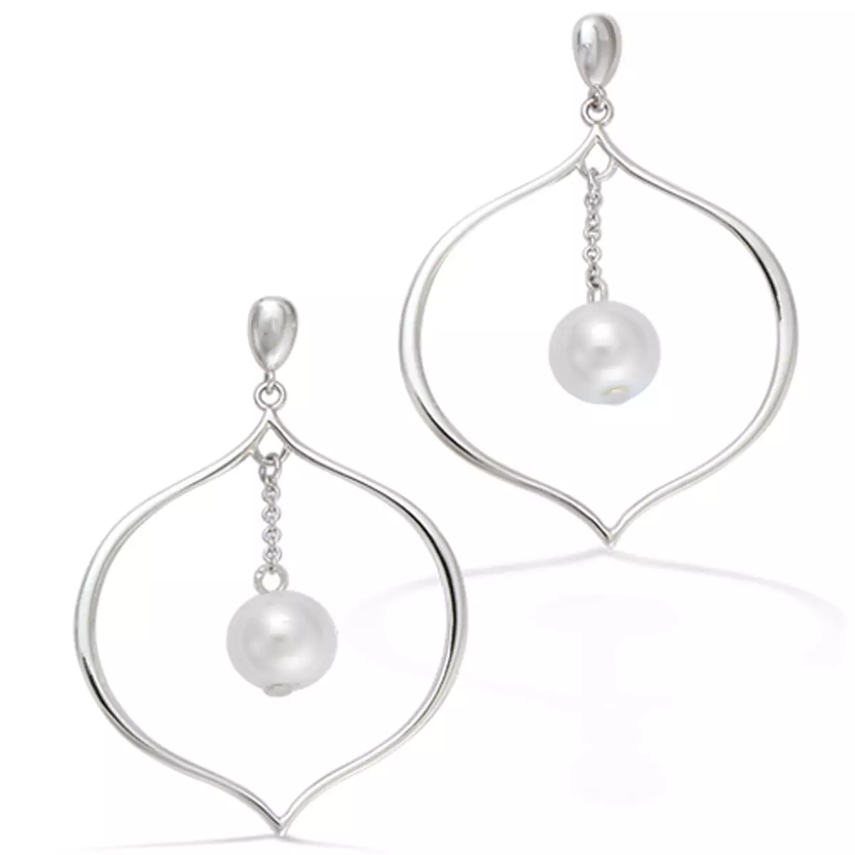 les trésors de lily BO Argent 'Perla' ivoire argenté (rhodié) 32x28 mm [L1302]