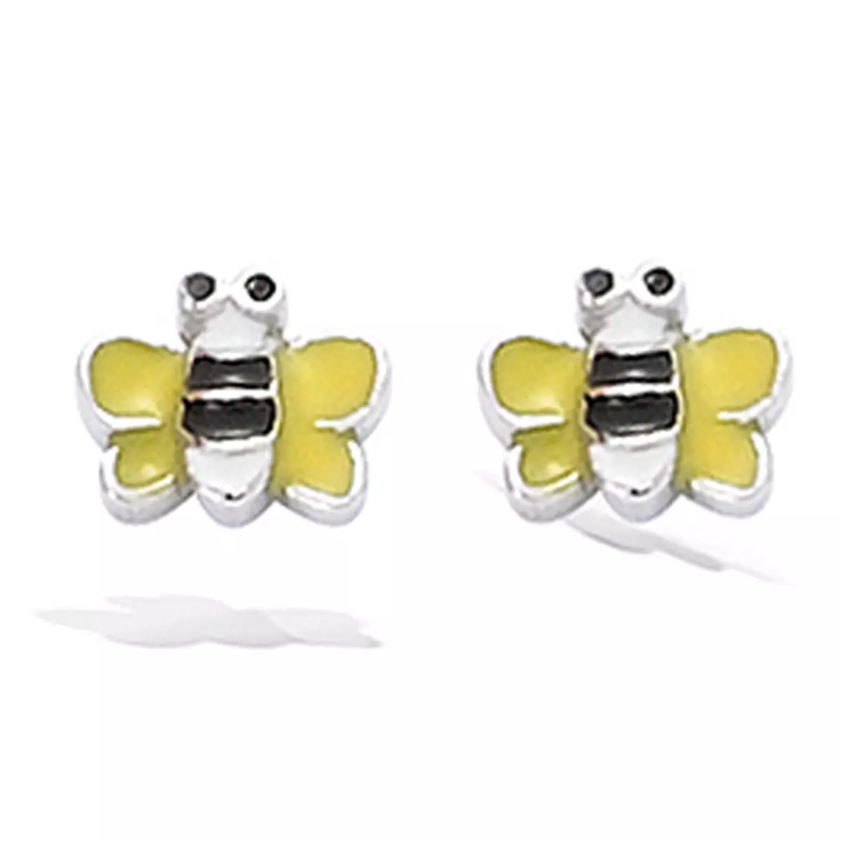les trésors de lily BO Argent 'Tendre Abeille' jaune argenté (rhodié) 7x5 mm [G1075]