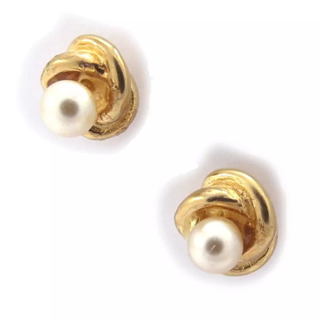 Les Trésors De Lily BO Plaqué Or 'Beauty Pearls' Blanc [C5603]