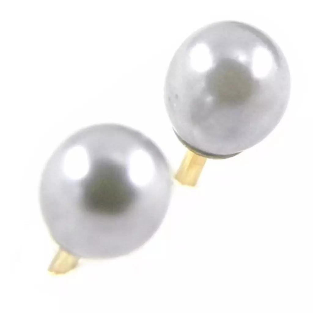 les trésors de lily BO Plaqué Or Perles Grises 4 mm [B8466]