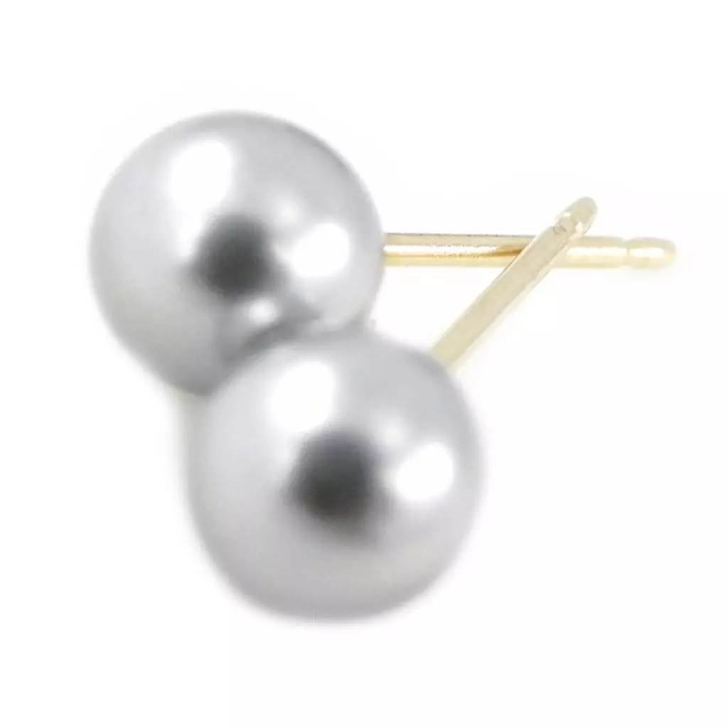 les trésors de lily BO Plaqué Or Perles Grises 6 mm [A3482]