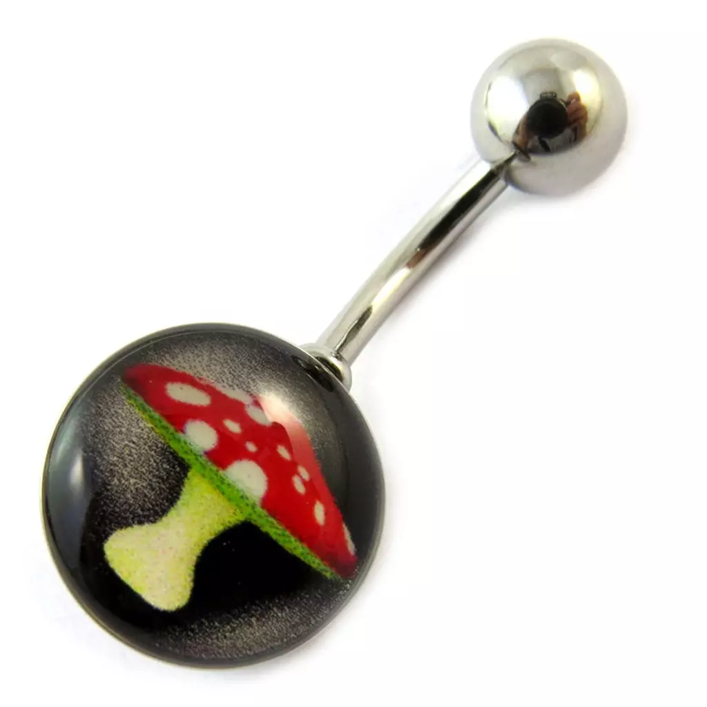 Les Trésors De Lily Body Piercing 'Champignon' Rouge Noir [F2068]