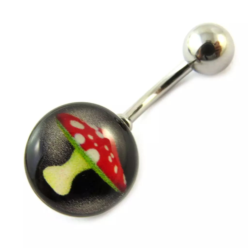Les Trésors De Lily Body Piercing 'Champignon' Rouge Noir [F2068]