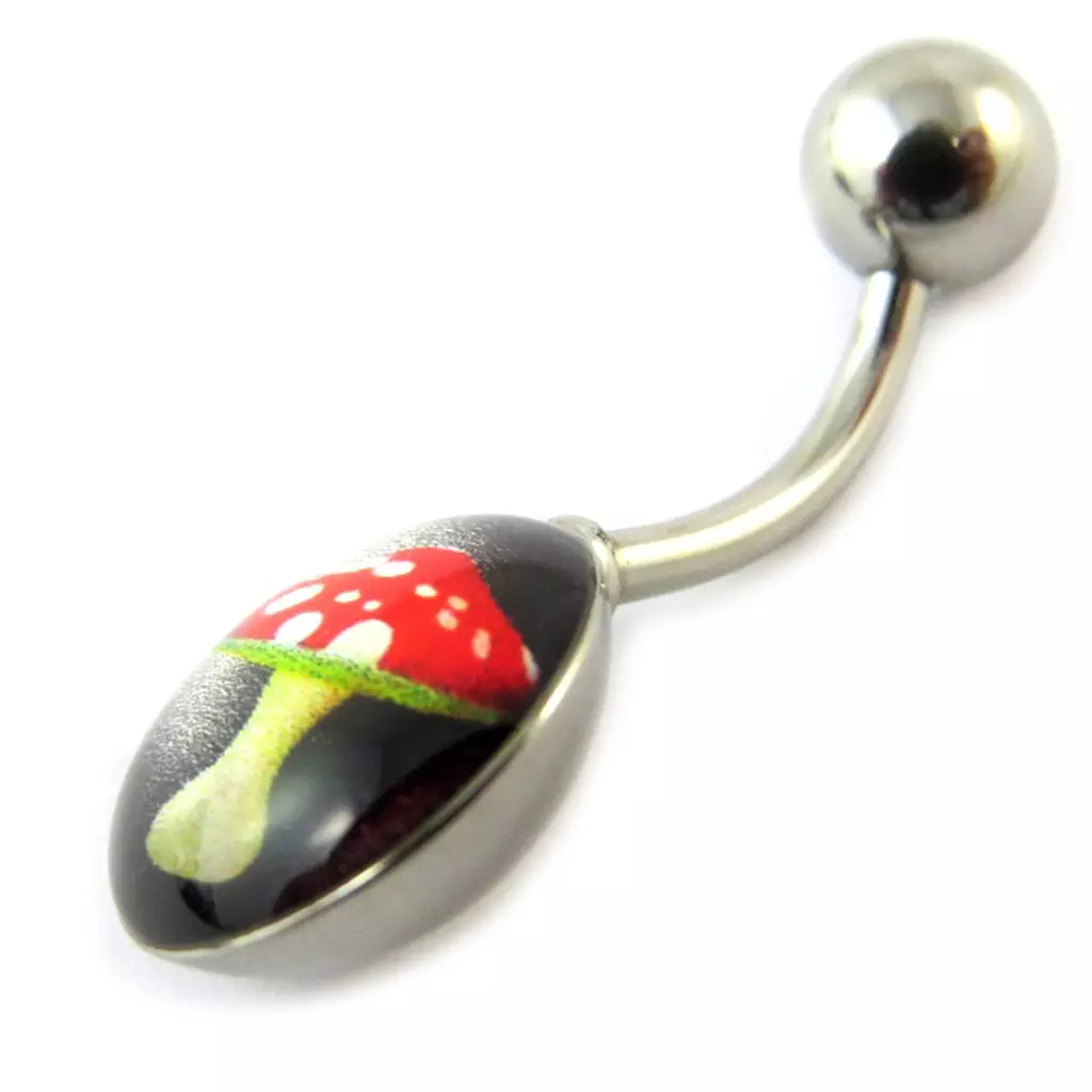 Les Trésors De Lily Body Piercing 'Champignon' Rouge Noir [F2068]