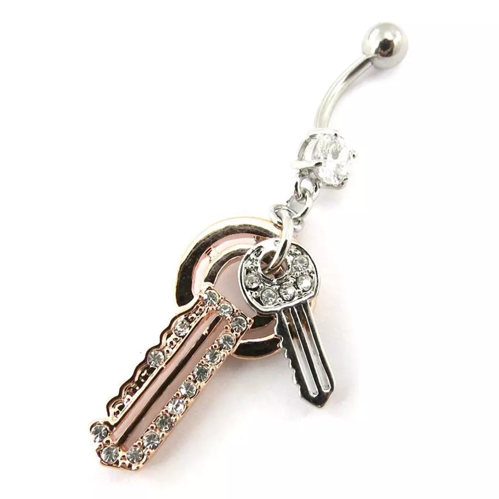 Les Trésors De Lily Body Piercing 'Clés' Argenté Doré [F9013]