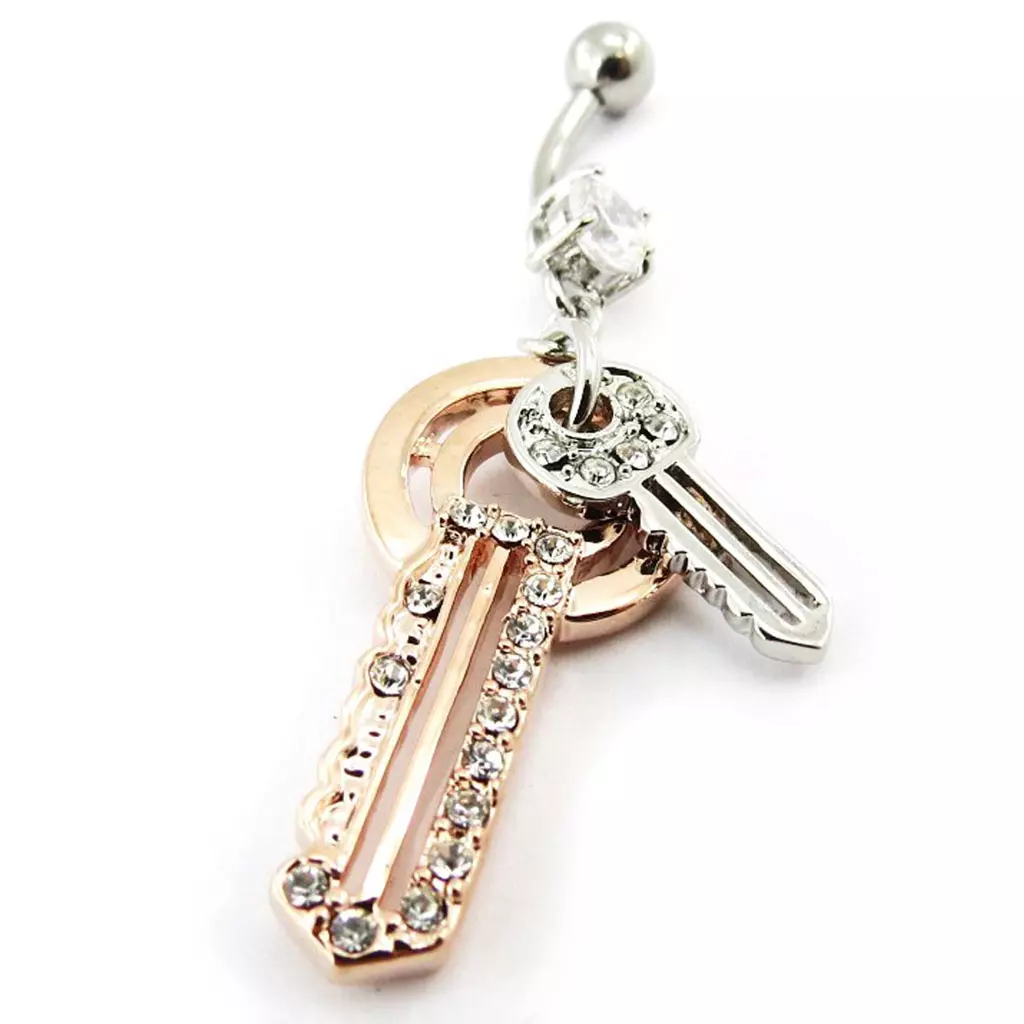 Les Trésors De Lily Body Piercing 'Clés' Argenté Doré [F9013]