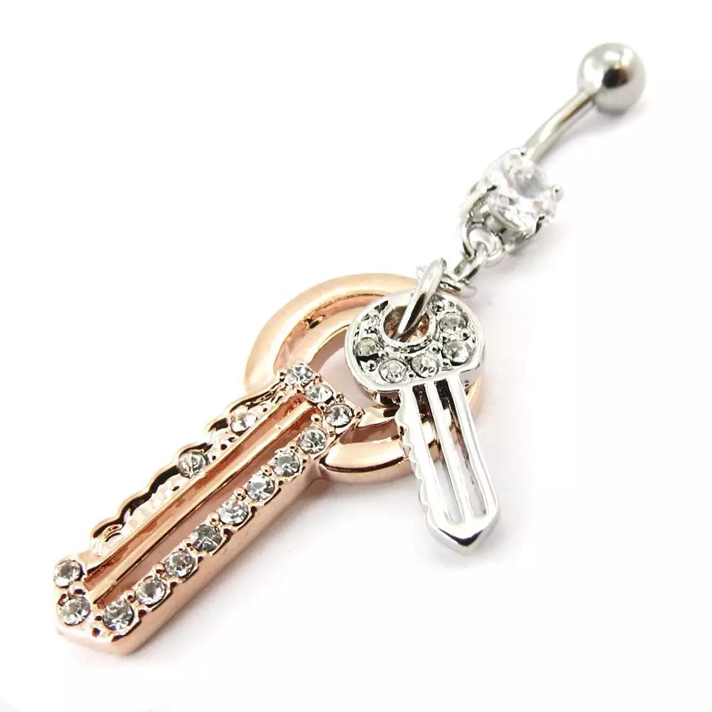 les trésors de lily Body Piercing 'Clés' argenté doré [F9013]