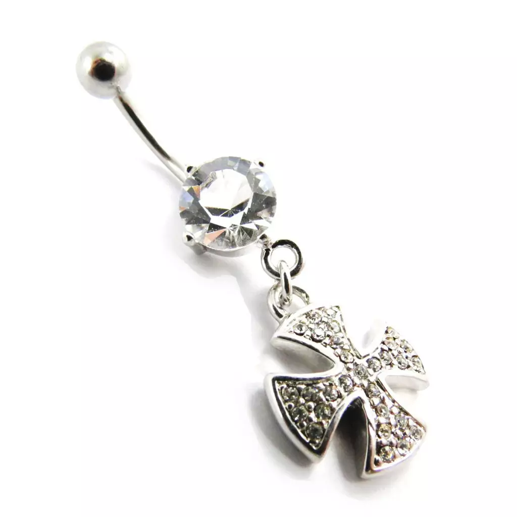 Les Trésors De Lily Body Piercing 'Croix' Blanc [J5221]