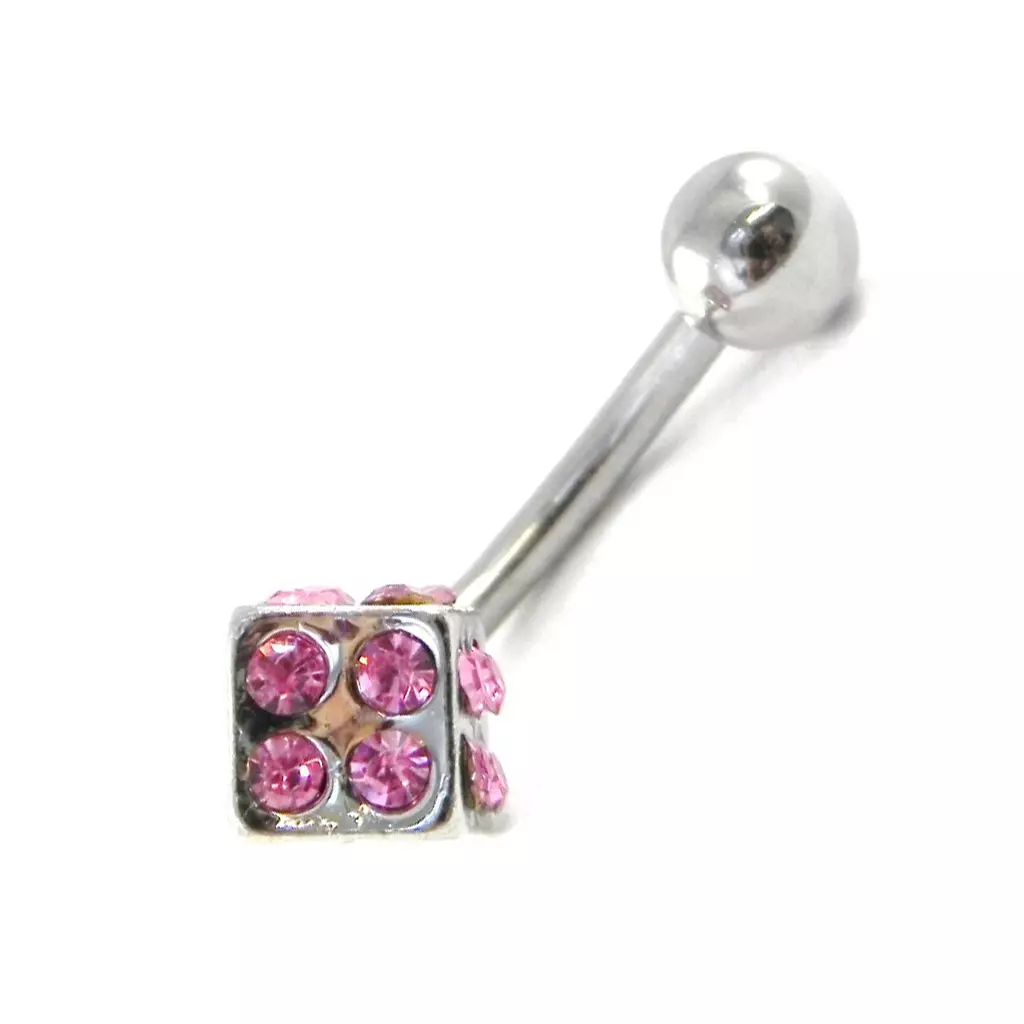 Les Trésors De Lily Body Piercing 'Dé à Jouer' Rose [H9228]
