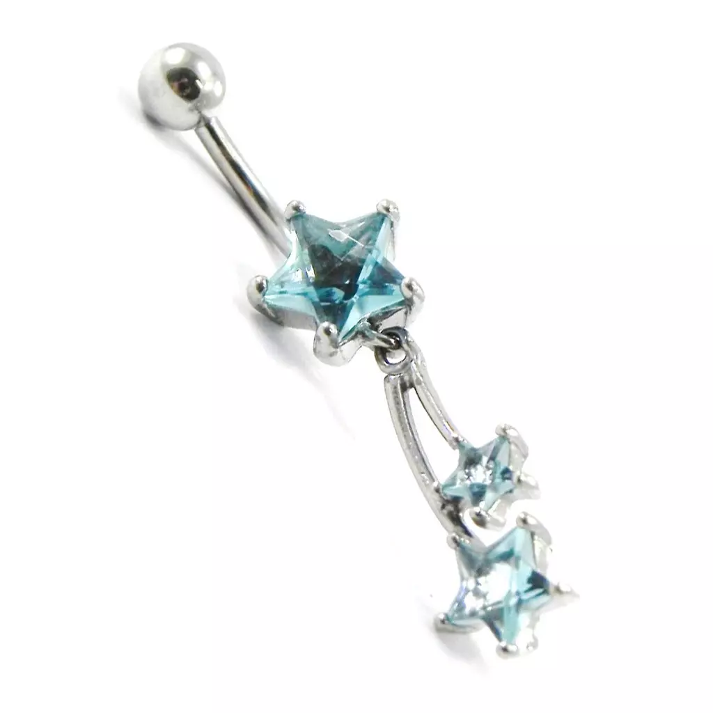 les trésors de lily Body Piercing 'Etoiles' turquoise 25x9 mm [I1392]