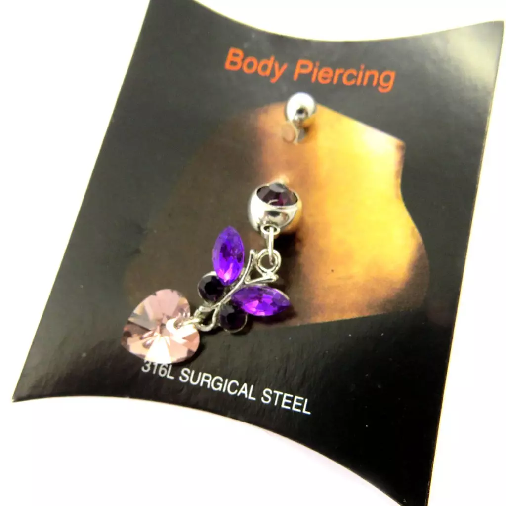 Les Trésors De Lily Body Piercing 'Love' Papillon Violet [M7539]