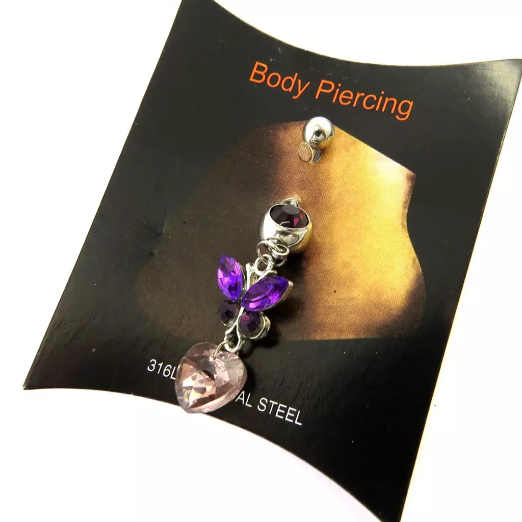 les trésors de lily Body Piercing 'Love' papillon violet [M7539]