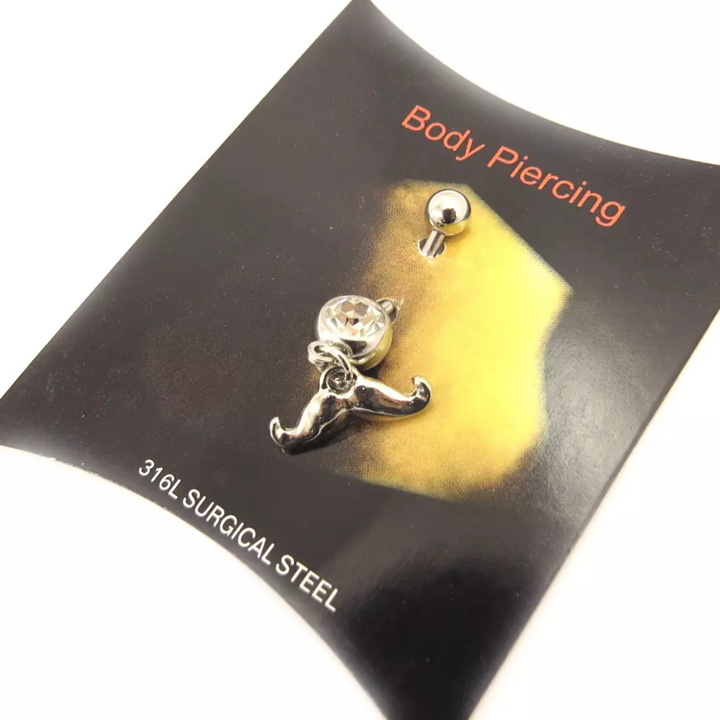 Les Trésors De Lily Body Piercing 'Moustache' Blanc [L1617]