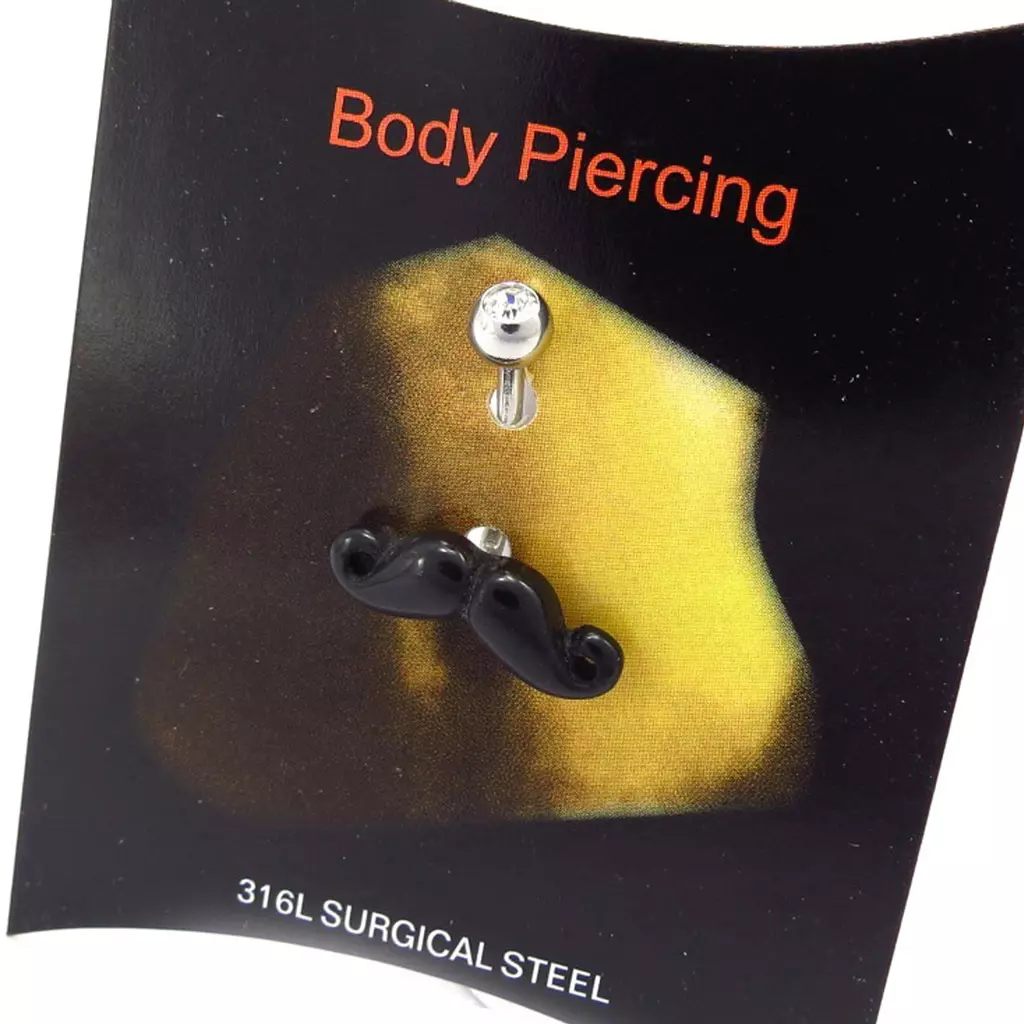 Les Trésors De Lily Body Piercing 'Moustache' Noir [K3084]