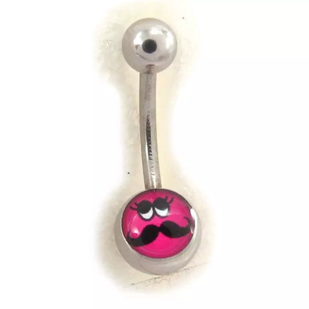 Les Trésors De Lily Body Piercing 'Moustache' Rose Fuschia [J8942]
