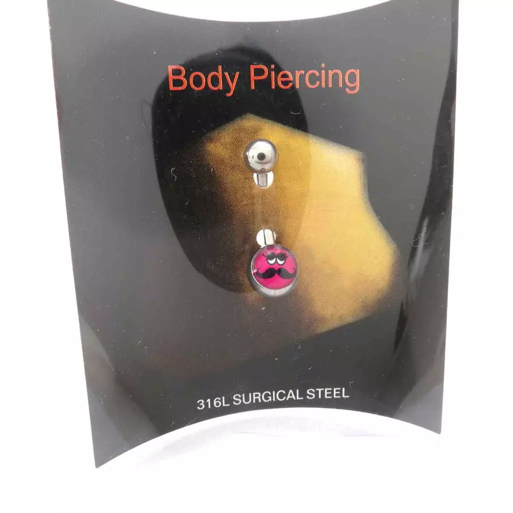 Les Trésors De Lily Body Piercing 'Moustache' Rose Fuschia [J8942]