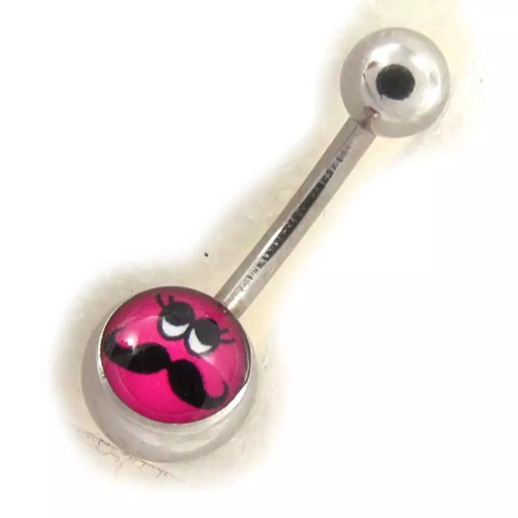 Les Trésors De Lily Body Piercing 'Moustache' Rose Fuschia [J8942]