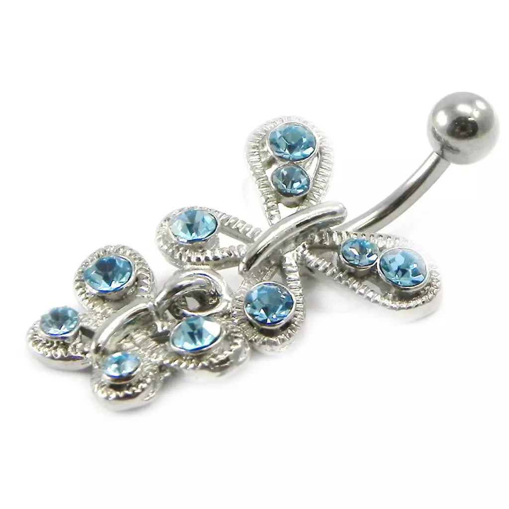les trésors de lily Body Piercing 'Papillons' turquoise [I1199]