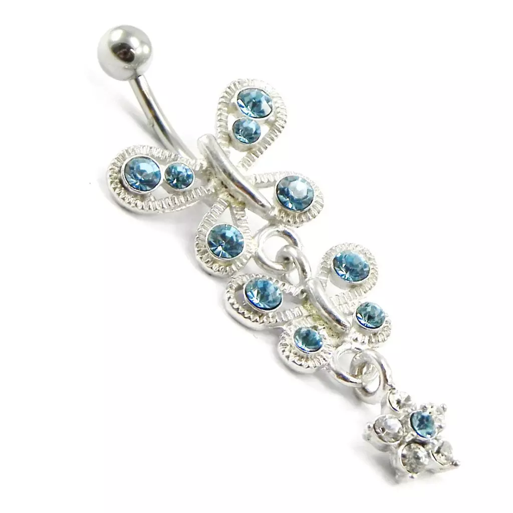 les trésors de lily Body Piercing 'Papillons' turquoise [I1351]
