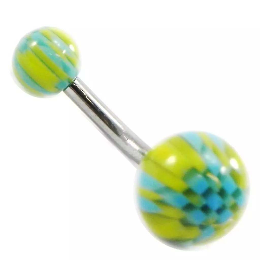 Les Trésors De Lily Body Piercing 'Tecno' Vert Bleu [I4517]