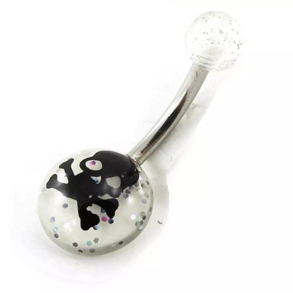 Les Trésors De Lily Body Piercing 'Tête De Mort' Blanc Noir [H9319]