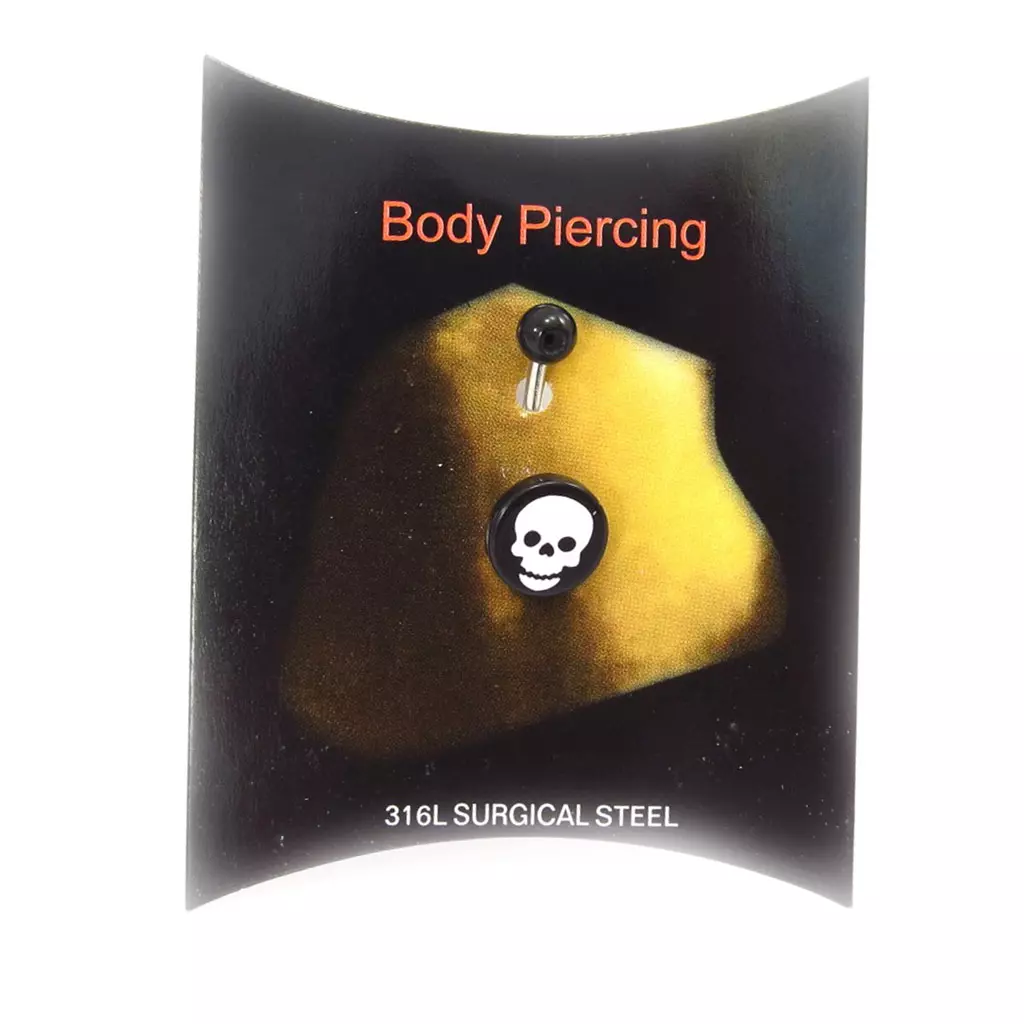 Les Trésors De Lily Body Piercing 'Tête De Mort' Noir Blanc [K3303]