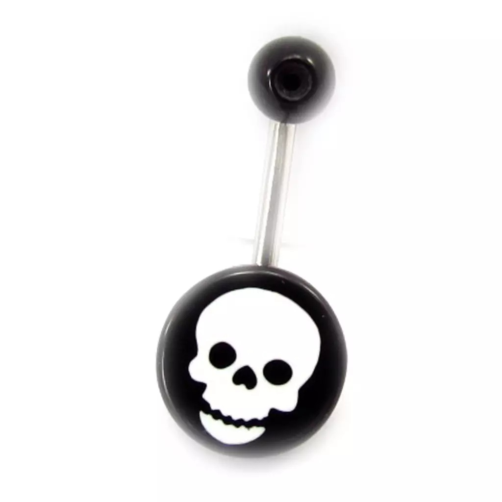 Les Trésors De Lily Body Piercing 'Tête De Mort' Noir Blanc [K3303]