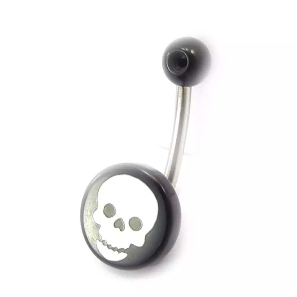 Les Trésors De Lily Body Piercing 'Tête De Mort' Noir Blanc [K3303]
