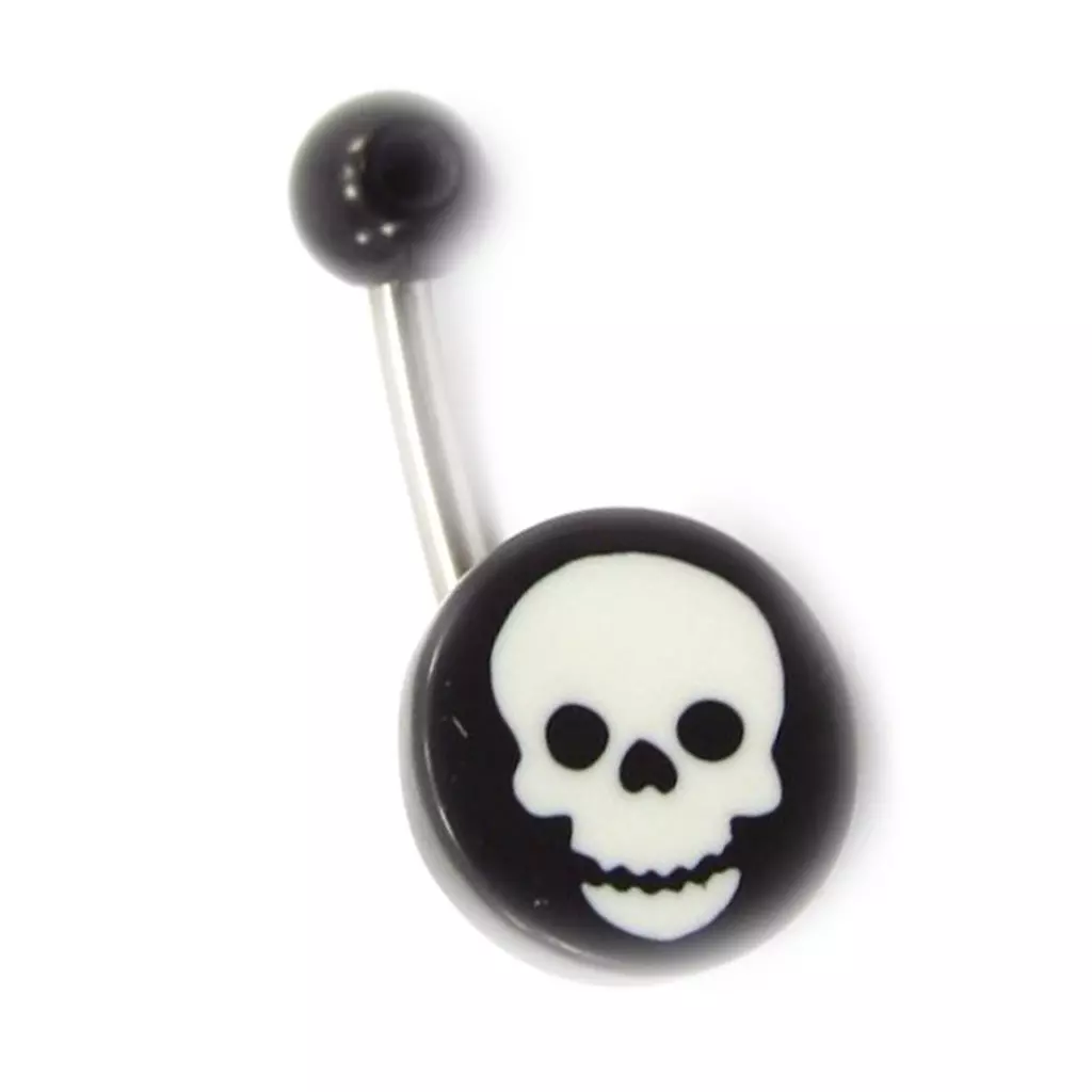 les trésors de lily Body Piercing 'Tête de Mort' noir blanc [K3303]