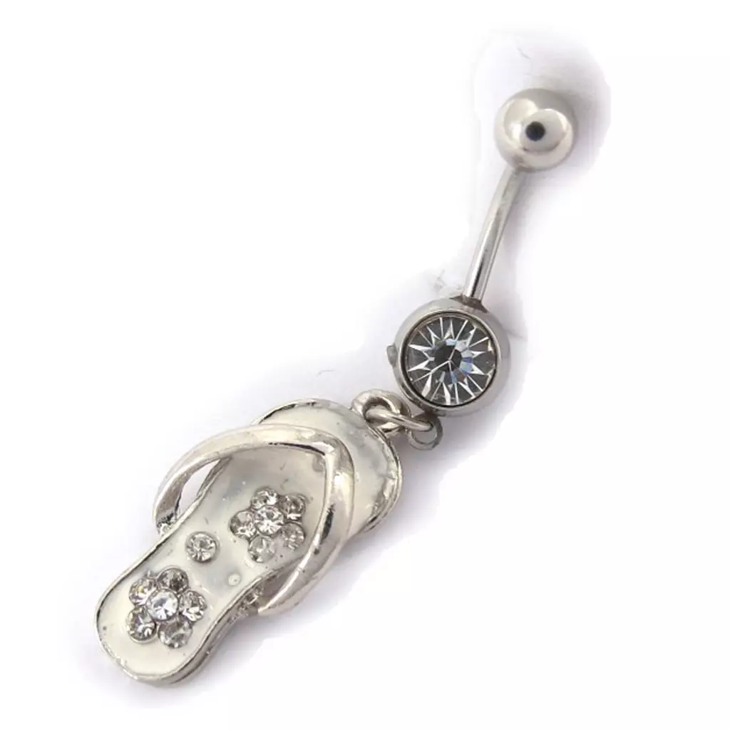 les trésors de lily Body Piercing 'Tong' blanc argenté [K0660]