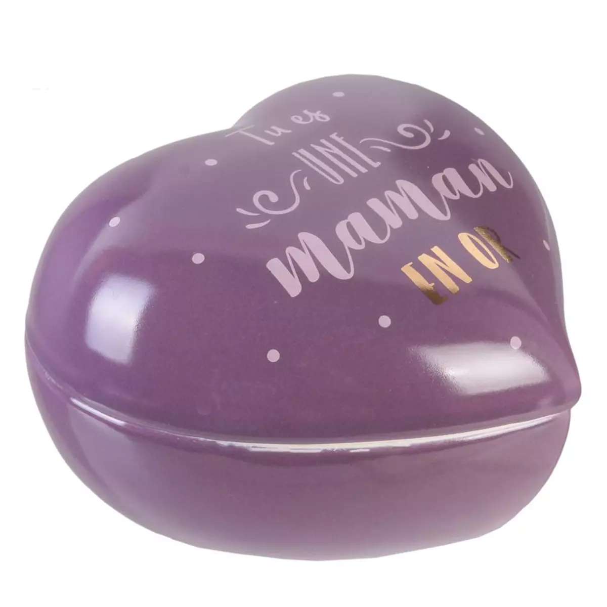 Les Trésors De Lily Boite à Bijoux Céramique Coeur 'Maman' Violet (Tu Es Une Maman En Or) 10x95x46 Cm [Q9323]