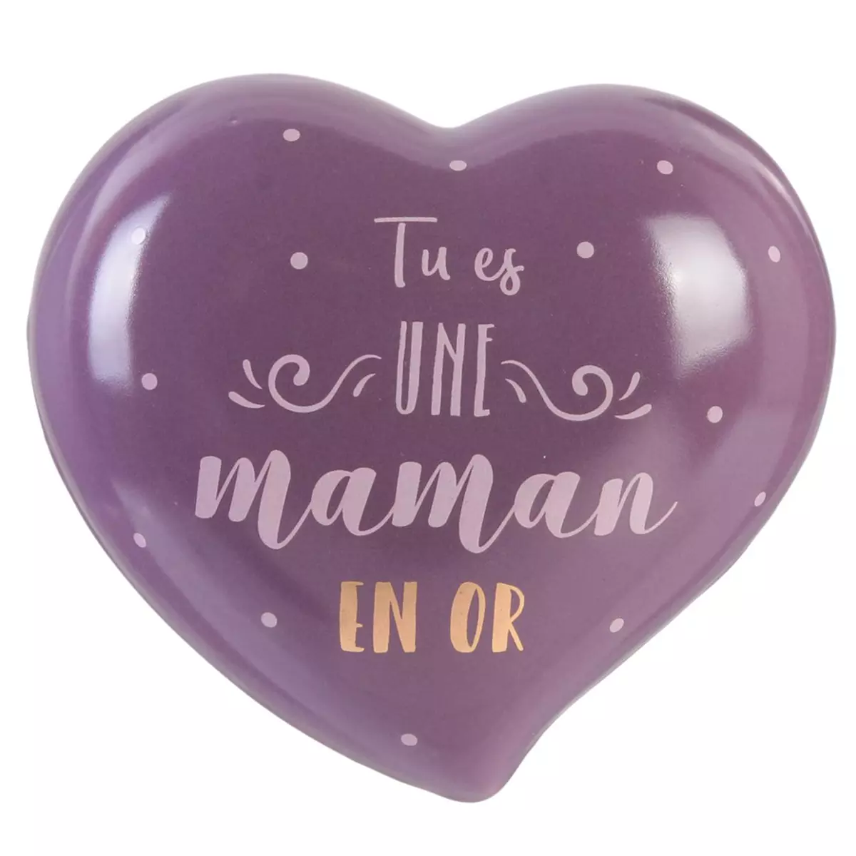 Les Trésors De Lily Boite à Bijoux Céramique Coeur 'Maman' Violet (Tu Es Une Maman En Or) 10x95x46 Cm [Q9323]