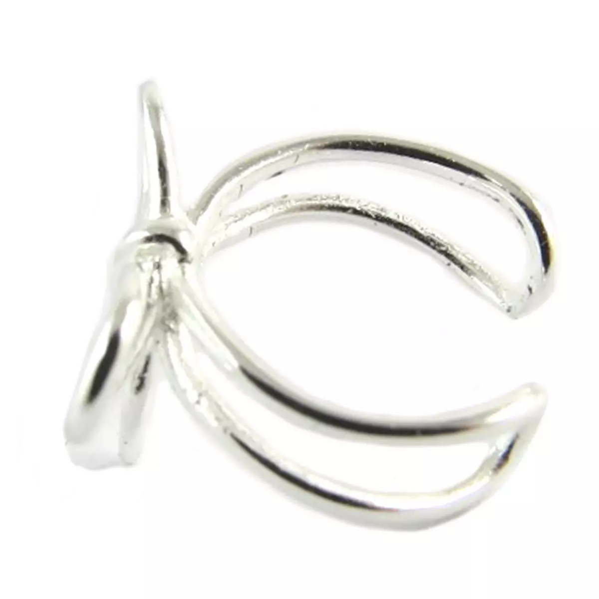 Les Trésors De Lily Boucle Bague Oreille 'Noeud Romantique' Argenté 12x7 Mm [Q2883]