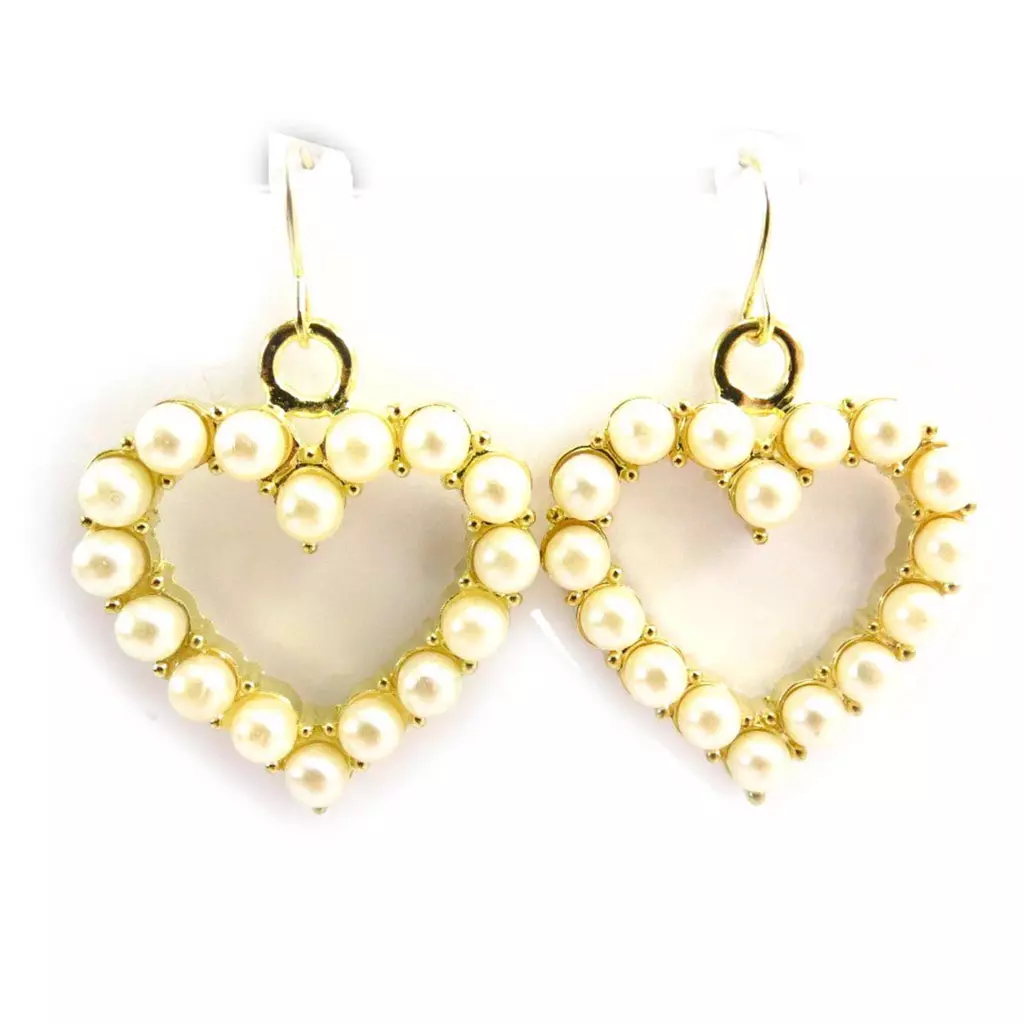 Les Trésors De Lily Boucles 'Amoureuse' Blanc Nacré Doré [E4196]