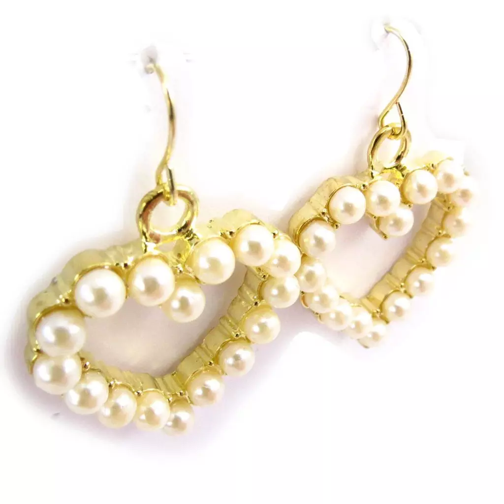 Les Trésors De Lily Boucles 'Amoureuse' Blanc Nacré Doré [E4196]
