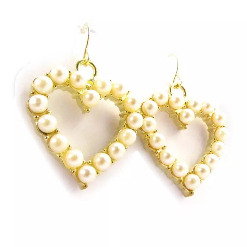 Les Trésors De Lily Boucles 'Amoureuse' Blanc Nacré Doré [E4196]