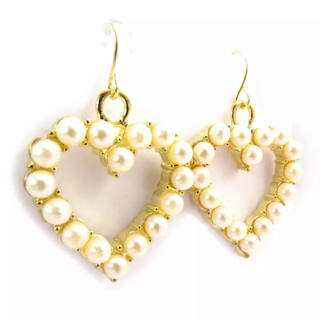 les trésors de lily Boucles 'Amoureuse' Blanc Nacré Doré [E4196]