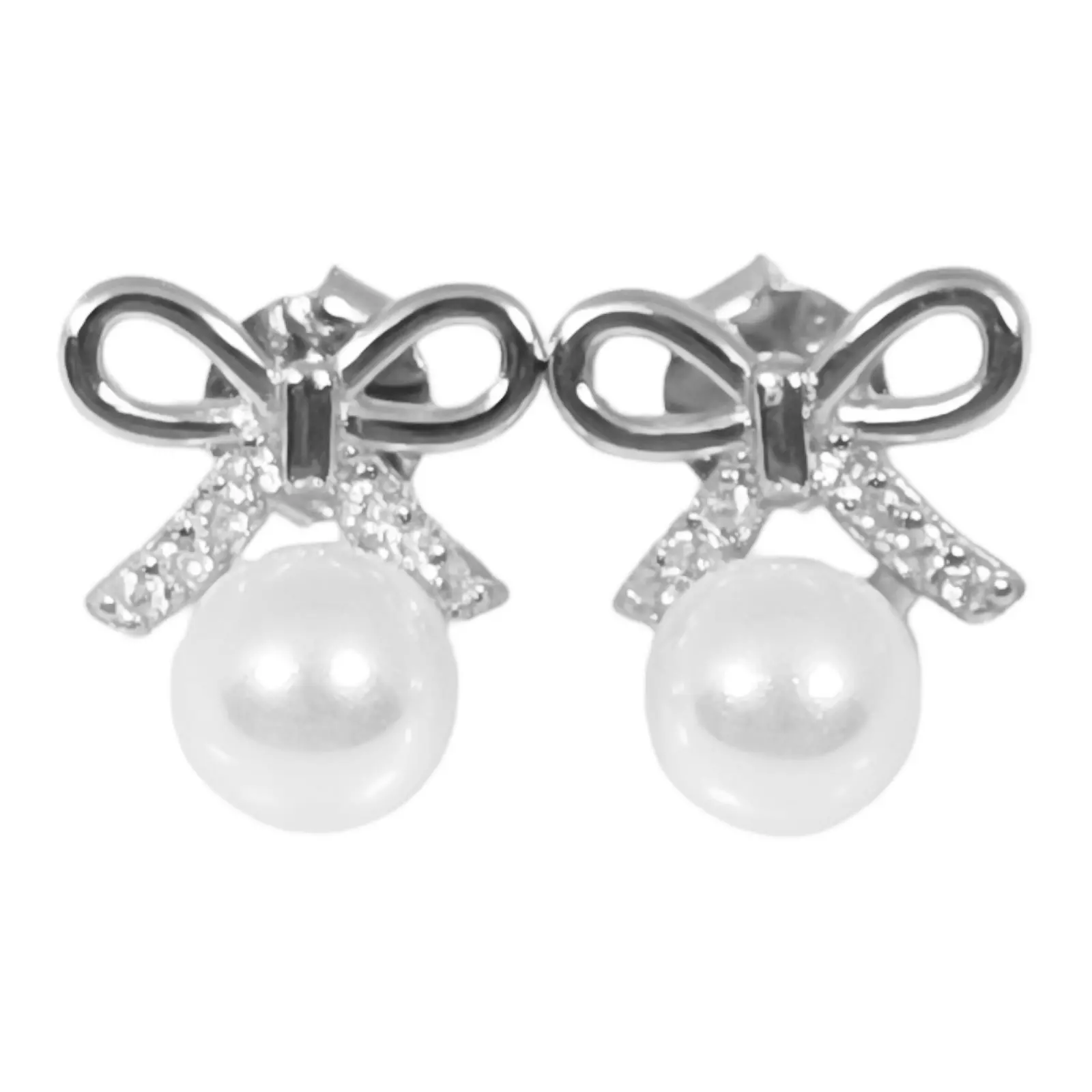 les trésors de lily Boucles Argent 'Arégonde' blanc argenté (rhodié) 12x10 mm [S0686]