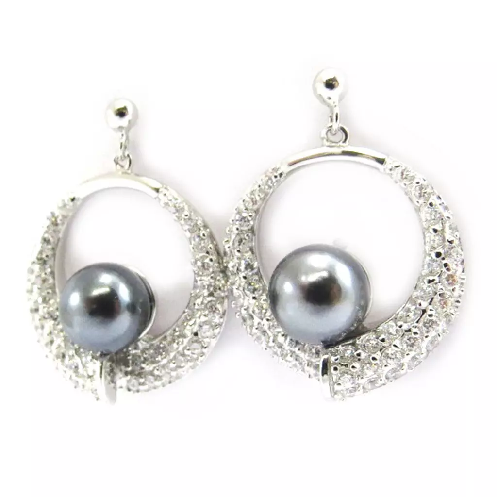 Les Trésors De Lily Boucles Argent 'Pearl Beauty' Gris [G9014]