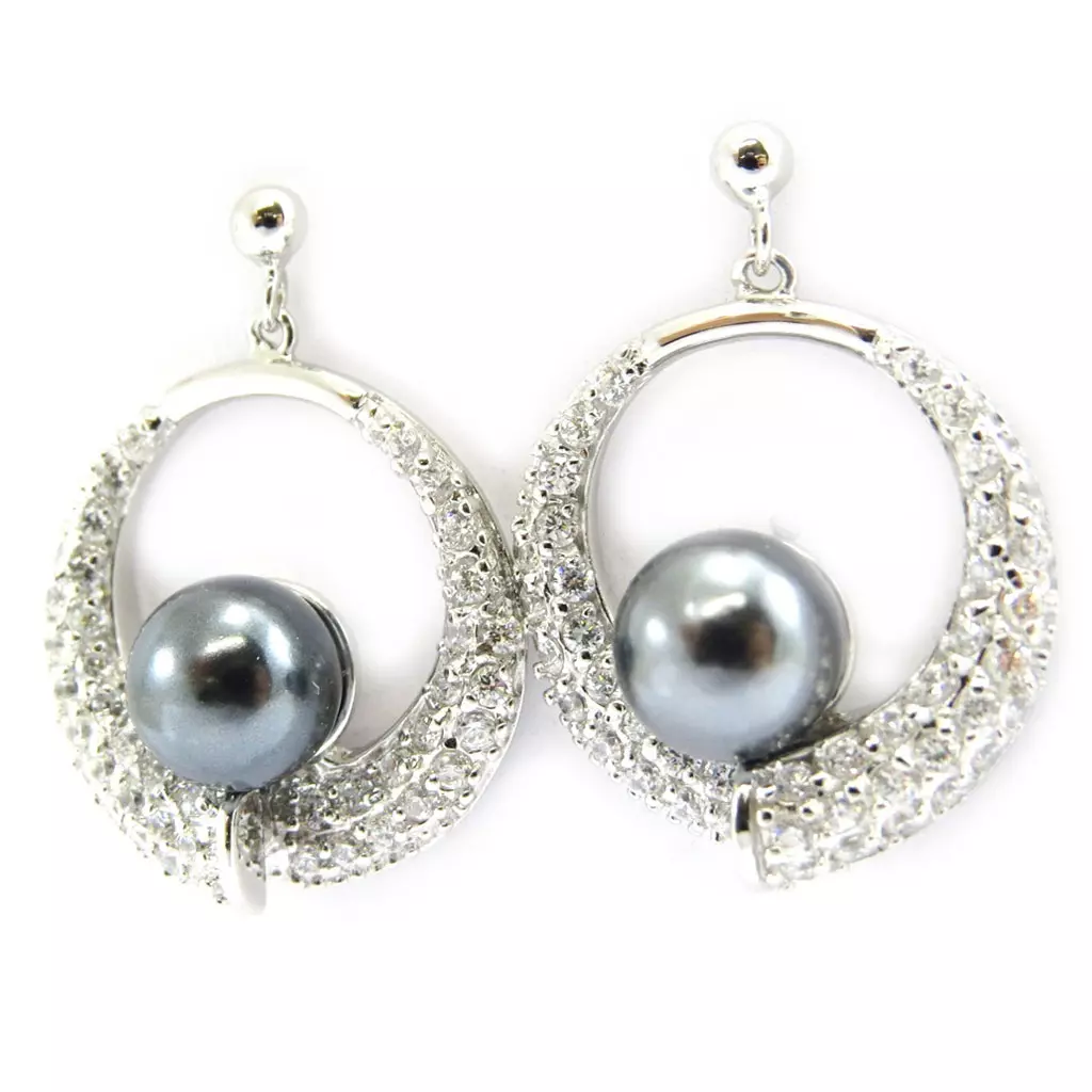 Les Trésors De Lily Boucles Argent 'Pearl Beauty' Gris [G9014]