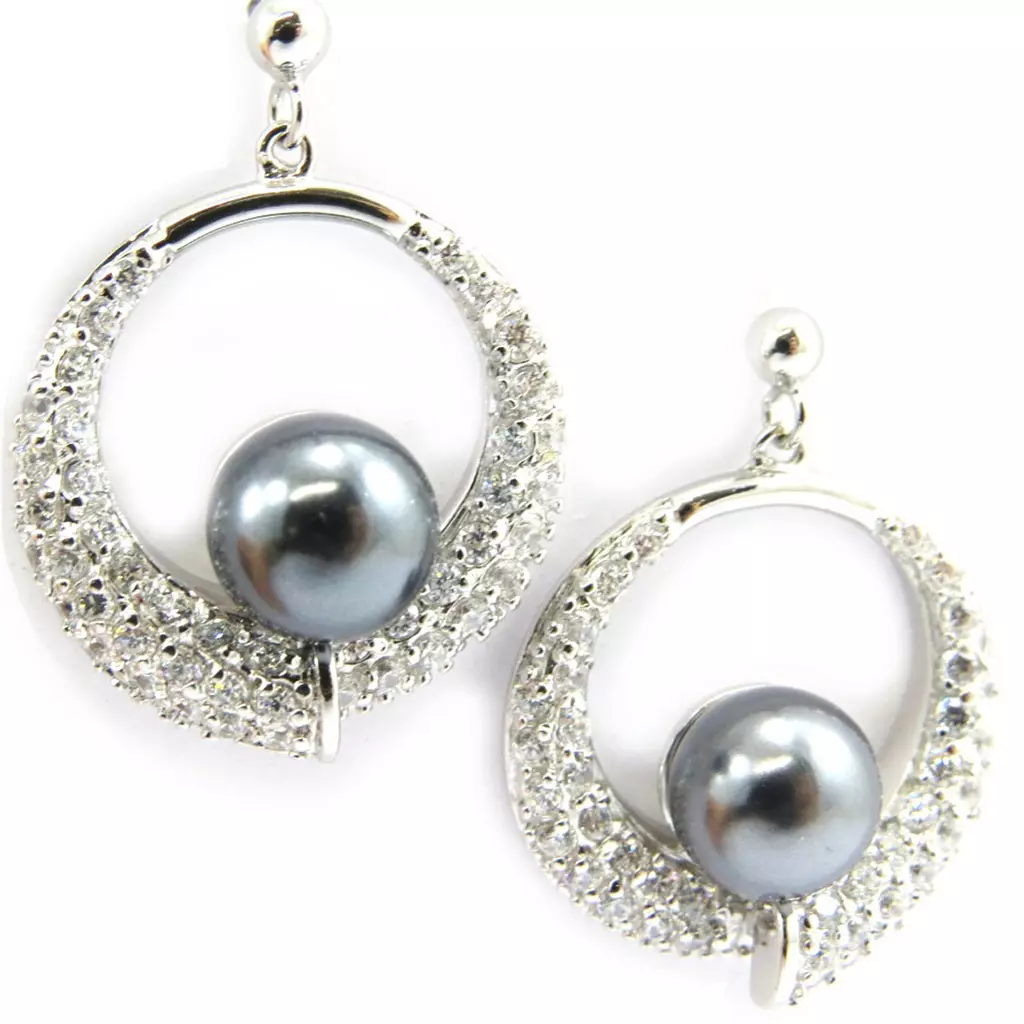 Les Trésors De Lily Boucles Argent 'Pearl Beauty' Gris [G9014]