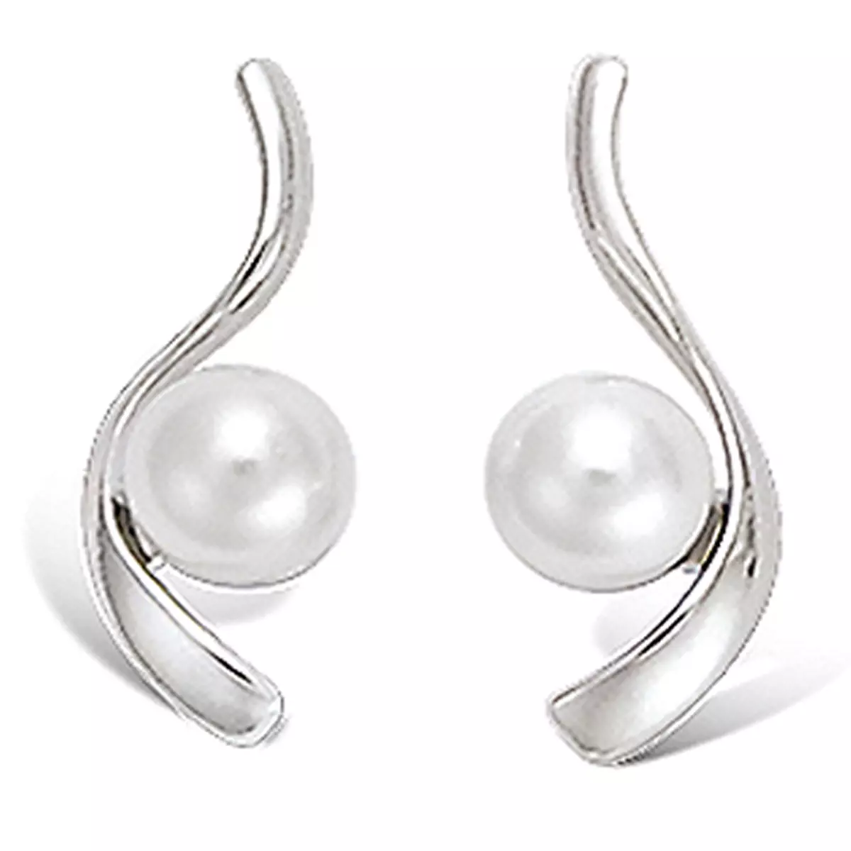 les trésors de lily Boucles argent 'Perla' blanc argenté (rhodié) 20x7 mm [L1818]