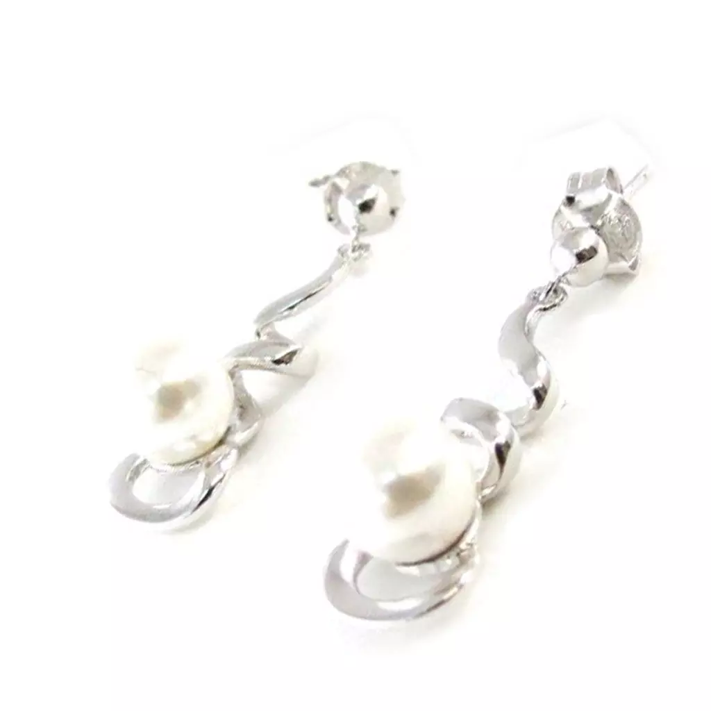 Les Trésors De Lily Boucles Argent 'Perla' Blanc [I9851]