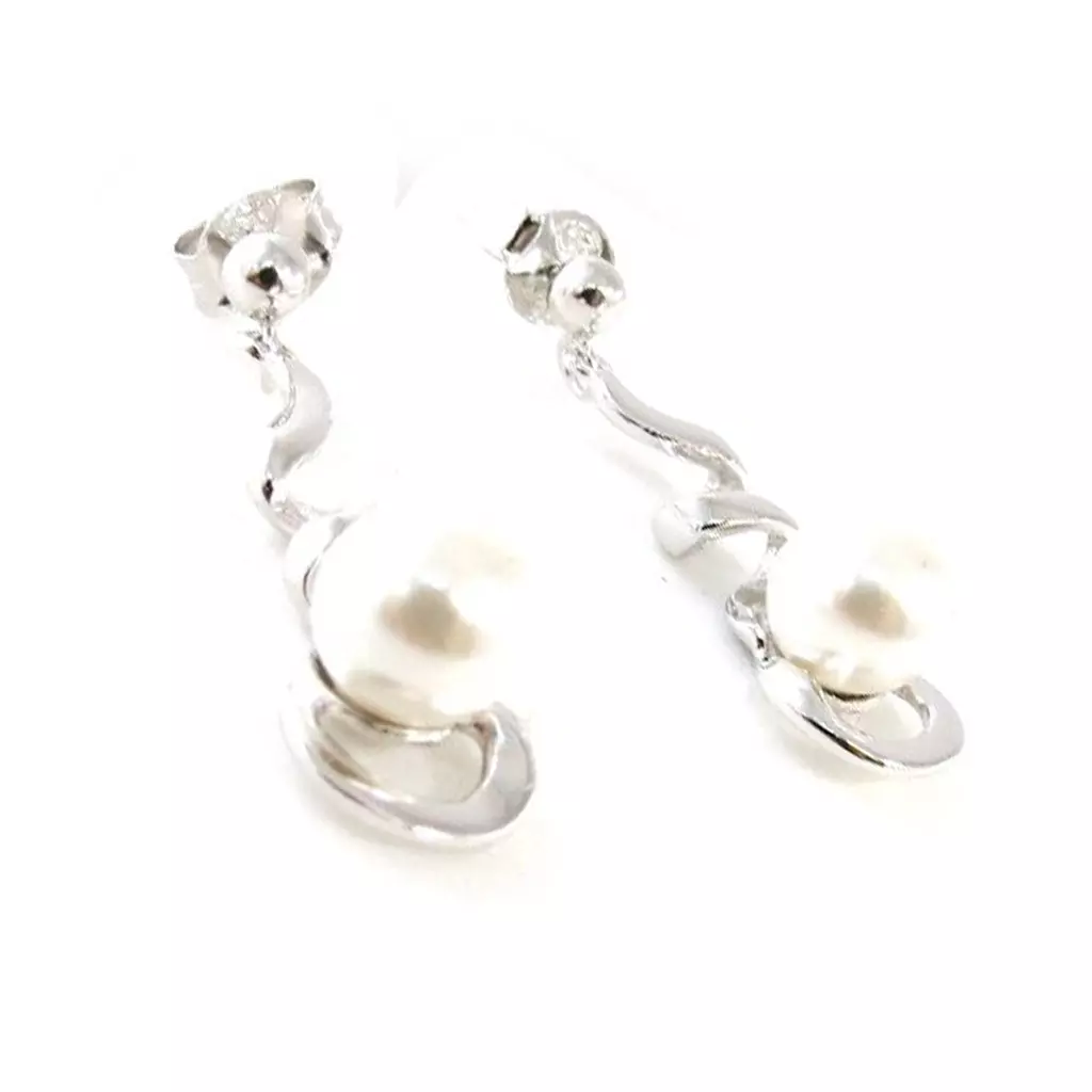 Les Trésors De Lily Boucles Argent 'Perla' Blanc [I9851]