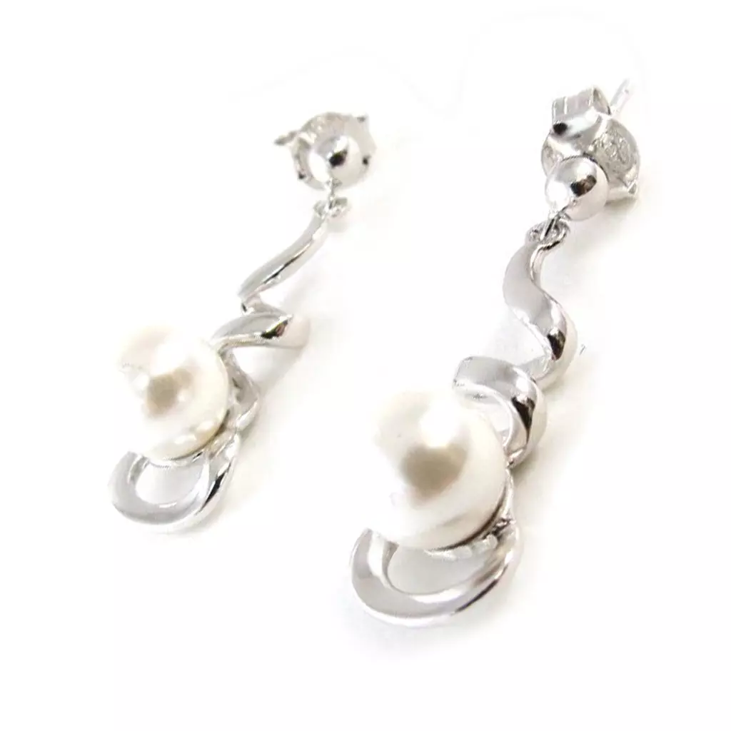 les trésors de lily Boucles Argent 'Perla' blanc [I9851]