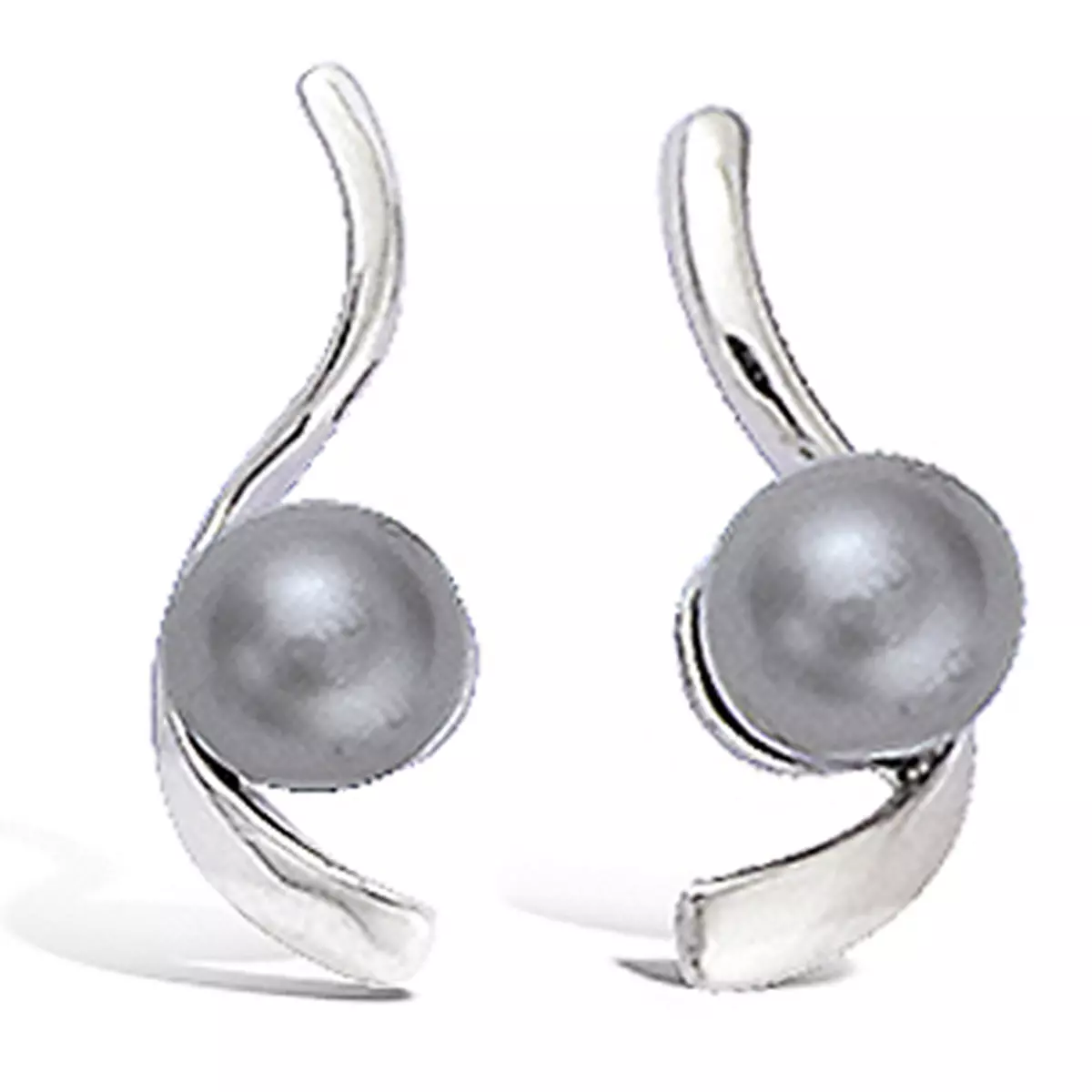 les trésors de lily Boucles argent 'Perla' Gris argenté (rhodié) 20x7 mm [L1817]
