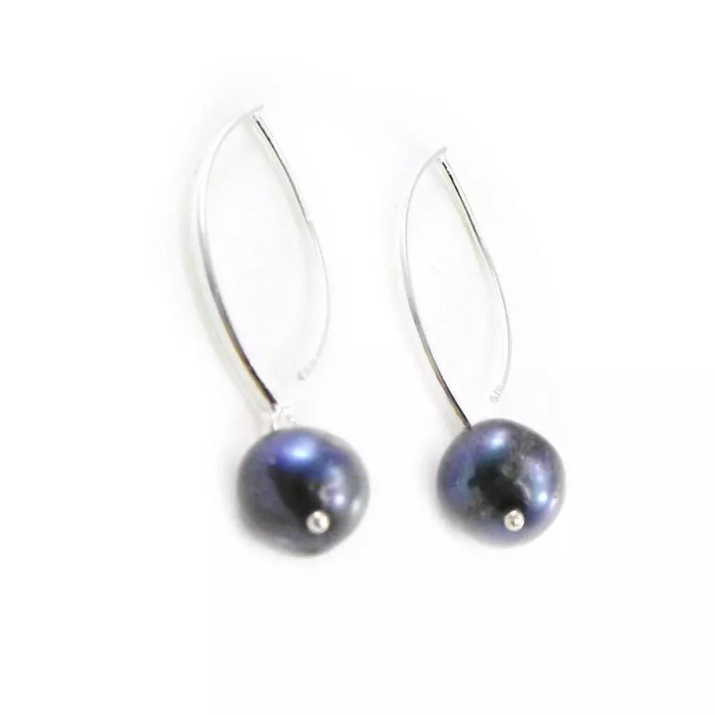 Les Trésors De Lily Boucles Argent 'Perla' Gris [I9033]