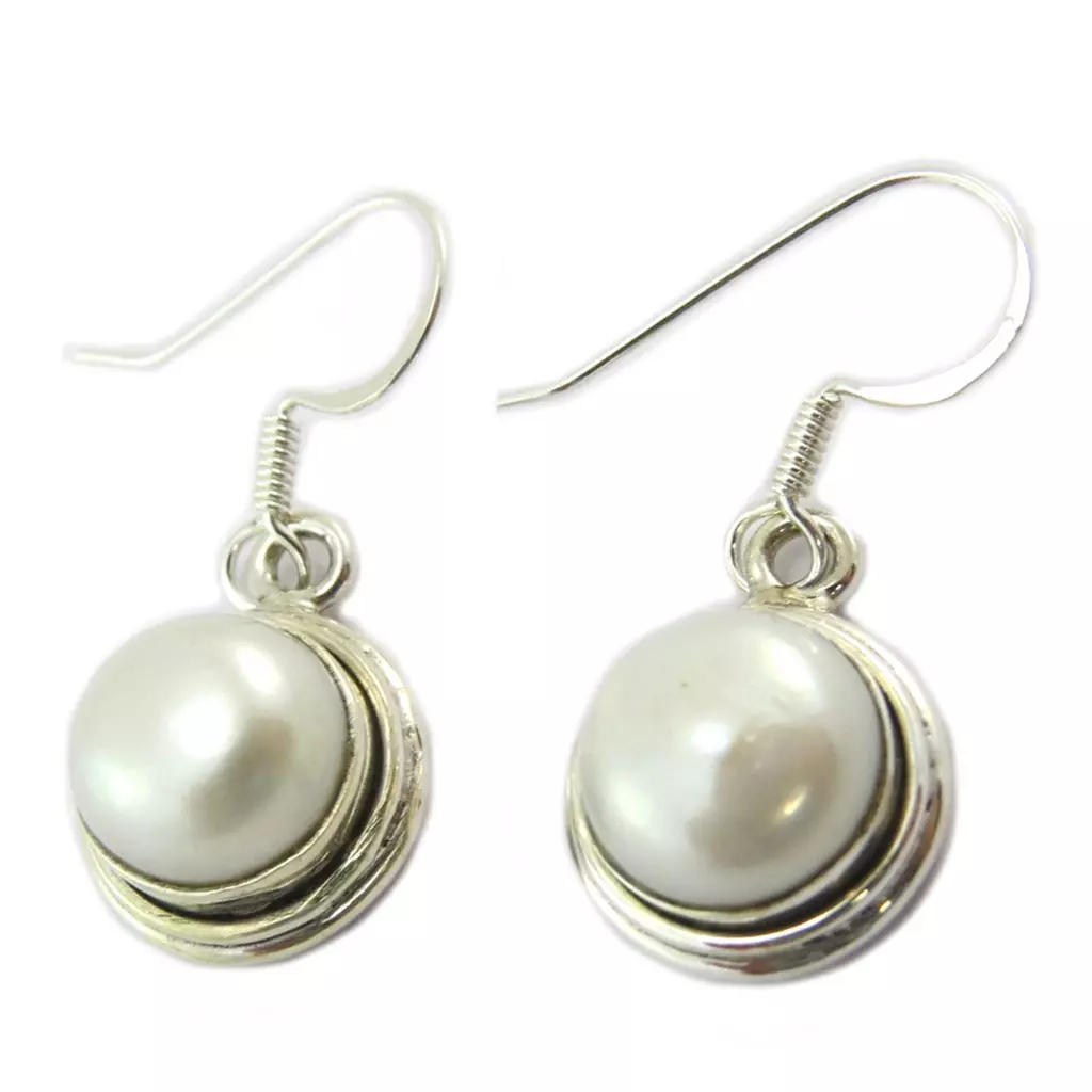 Les Trésors De Lily Boucles Argent 'Perla' Ivoire Argenté 13 Mm [P3782]